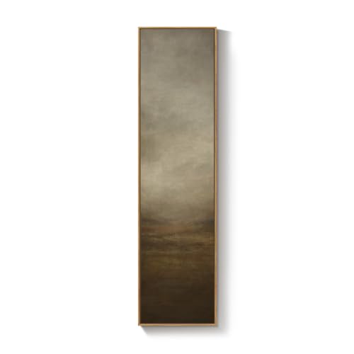 Framed Long Narrow Abstract Neutral Brown Rustic Vertical Wall Art, 14x56 - color: Neutral Brown, size: 56"L x 14"W