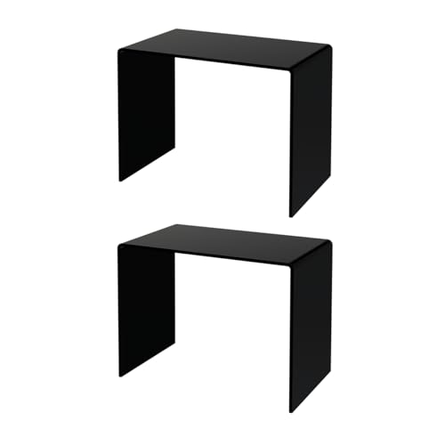 Marketing Holders 2 Pack Acrylic Riser Display Stand Glossy Black Plexiglass 10.5 Inch Wide x 6 Inch Deep x 8 Inch High Retail Countertop Showcase Platform for Products and Merchandise - size: 10.5"W x 6"D x 8"H
