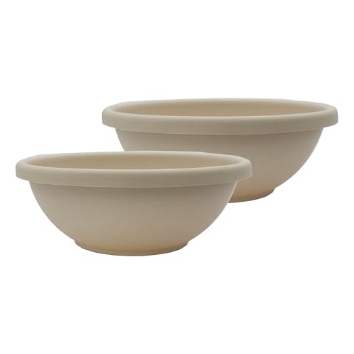The HC Companies Garden Bowl Shallow Garden Bowl, 13 Inch, 2-Pack - color: Cottage Stone, size: 13", style: Pack of 2