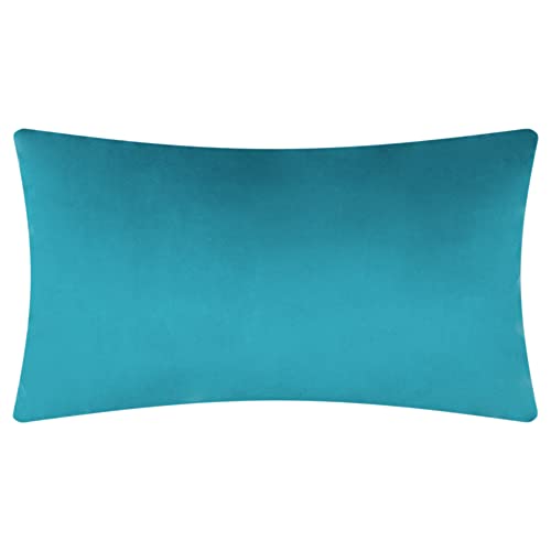 JWH Velvet Pillow Covers, Teal Blue, 14x24 Inch - color: Teal Blue, size: 24" x 14" (Pack of 1)