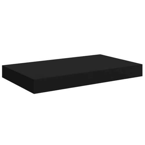 Floating Wall Shelf Black 15.7 in Honeycomb MDF Matte Modern Display Rack 11 lb Capacity Easy Mount for Living Room Bedroom Office - color: Black, size: 15.7 in
