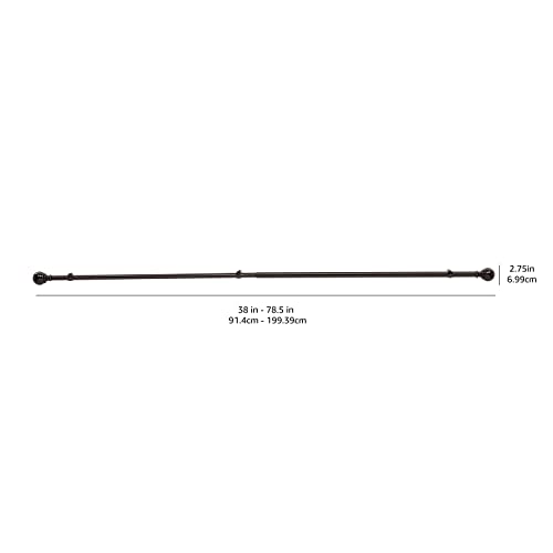 Amazon Basics Adjustable Curtain Rod for Windows with Round Finials, 1-Inch Rod, 36" to 72", Black, 1-Pack - color: Black, size: 36" to 72"
