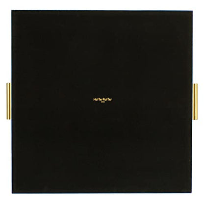 HofferRuffer Extra Large Square Serving Tray, Elegant Faux Leather Ottoman Tray with Gold Hardware Handles, Serve Tea, Coffee or Breakfast in Bed, 24 x 24 inches (Navy Blue Shagreen) - color: Navy Blue Shagreen, size: 24" x 24" x 2"
