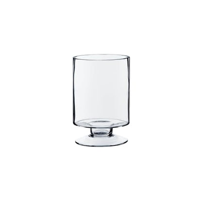 WGVI Clear Glass Pedestal Hurricane Candle Holder, 4.4" W, 5.9" H, Decorative Vase for Pillar Candles, Short Stemmed Candleholder Cylinder, Tabletop Centerpieces, Home Décor, Elegant Design, 1 Piece - size: 6" H