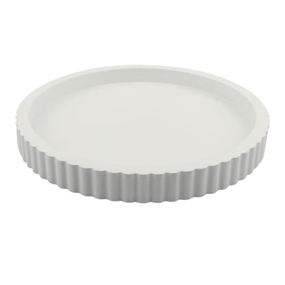 White Round Wood Tray, 11 in Fluted Vanity Tray - color: White