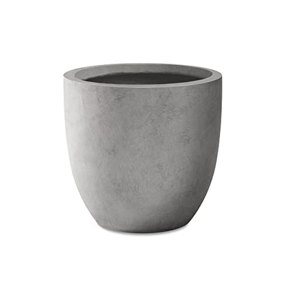 Kante Large Round Curved Pale Gray Concrete Planter 16.5" Dia, Outdoor - color: Natural Concrete, size: 16.5"d
