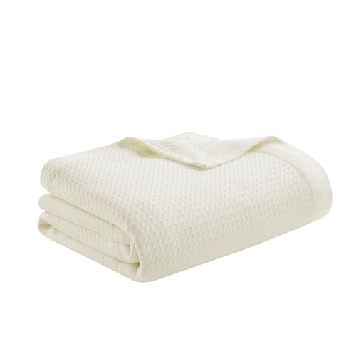 Madison Park 100% Egyptian Cotton Twin Size Bed Blanket for Summer Ivory - color: Cream, size: Twin