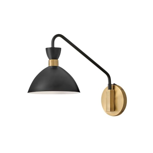 Lark Simon Medium Single Light Wall Sconce, Black and Heritage Brass - color: Black