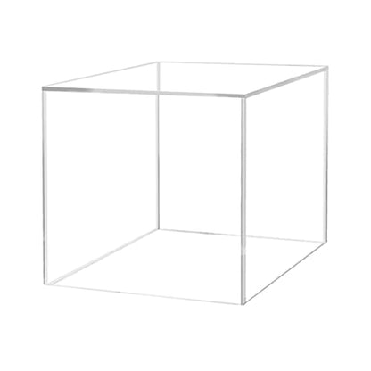 7" Acrylic Display Riser Box with One Open Side No Lid Versatile Clear Square Retail Merchandise Storage Bin or POP Product Platform No Assembly by Marketing Holders - size: 7" Cube-Clear