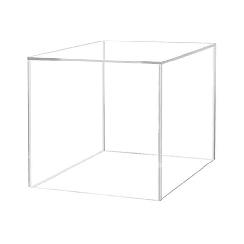 7" Acrylic Display Riser Box with One Open Side No Lid Versatile Clear Square Retail Merchandise Storage Bin or POP Product Platform No Assembly by Marketing Holders - size: 7" Cube-Clear