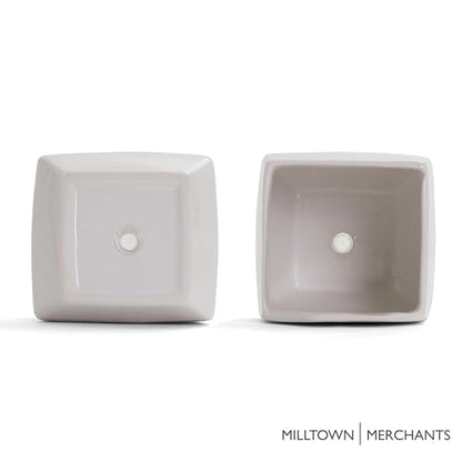 Succulent Wall Planters - Wall Vases - White Ceramic Wall Mounted Planters - Succulent Plant Pots - Hanging Vases for Living Wall (2 Pack/Contemporary/White) - color: Large White Contemporary