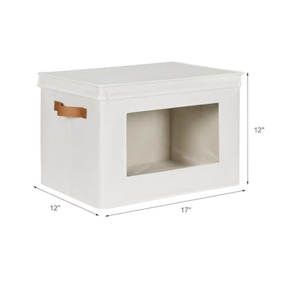 Univivi Fabric Storage Bins with Lids for Clothes 3 Pack, Beige - color: Light Beige