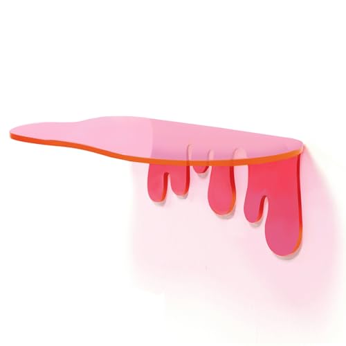 SetGame 2-Pack Small Acrylic Shelves, 7 Inch Floating Shelves, Pink - color: Pink, size: 7 Inch