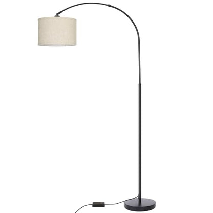 Dimmable Floor Lamp, Arc Floor Lamp with Dimmer, Black Standing Lamp with Adjustable Hanging Shade, Over Couch Tall Reading Light, Modern Pole Lamp for Living Room Bedroom, 9W LED Bulb Included - color: Black