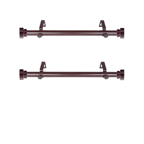 1 inch Side Curtain Rod 12-20 inch (Set of 2) - Mahogany - color: Mahogany