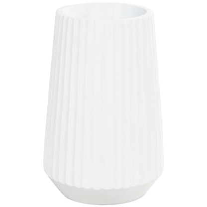 Deco 79 Resin Decorative Vase Large Ribbed Floor Centerpiece Vase, Flower Vase for Home Decoration 16" x 16" x 24", White