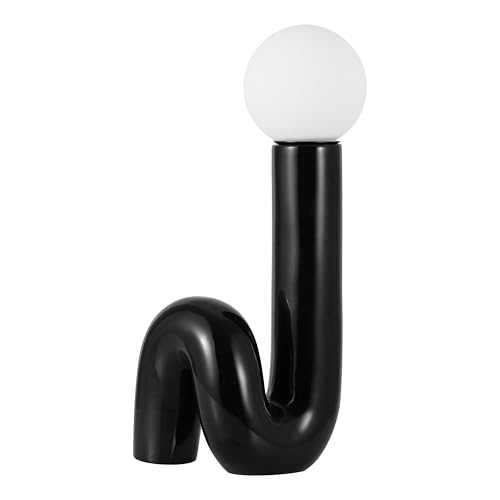 JONATHAN Y Katya 18" Scandinavian Ceramic Spiral Lamp, Black - color: Black