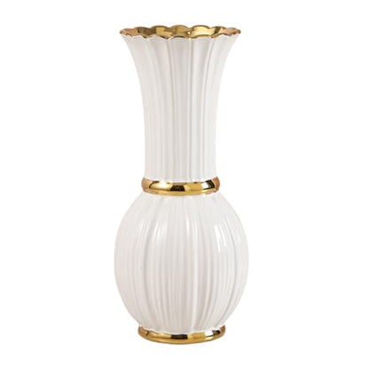 White and Gold Ceramic Bud Vase 7 Inch Small for Desk Decor - size: Small