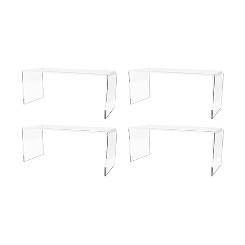 Marketing Holders 4 Pack Clear Acrylic Riser Display Stand 10 Inch Wide by 4 Inch Deep Retail Merchandise Showcase Elongated Bench Clear Plexiglass Counter or Tabletop Products Platform - size: 10.25"W x 4"D x 4.25"H