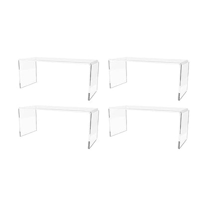 Marketing Holders 4 Pack Clear Acrylic Riser Display Stand 10 Inch Wide by 4 Inch Deep Retail Merchandise Showcase Elongated Bench Clear Plexiglass Counter or Tabletop Products Platform - size: 10.25"W x 4"D x 4.25"H