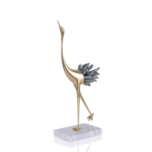 suruim Gold Crane Statue with Blue Crystal Tail, 13.8-Inch - color: Blue, size: A