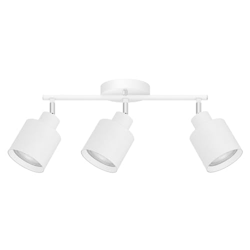 3-Light Led Track Lighting,White Ceiling Lighting Fixtures,Wall Sconces Ceiling Spotlight with Foldable Light Arms for Kitchen, Closet, Bedroom,GU10 Socket, Bulbs Not Included - color: 3 light White