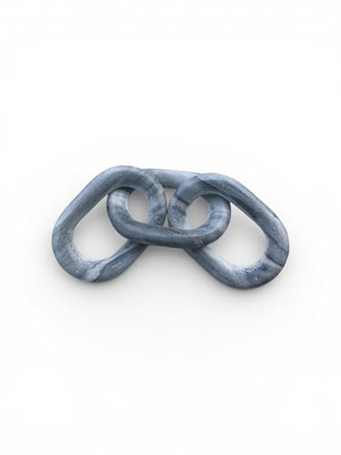 Decorative Marble Chain Link Figurine 3 Links Made in India Oval Shape 13.5" Book Shelf Decor Accents, Marble Decor, Small Bookshelf Decorative Objects, Room Decor (Gray) - color: Gray