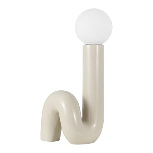JONATHAN Y Katya 18" Scandinavian Ceramic Spiral Lamp, Light Gray - color: Light Gray