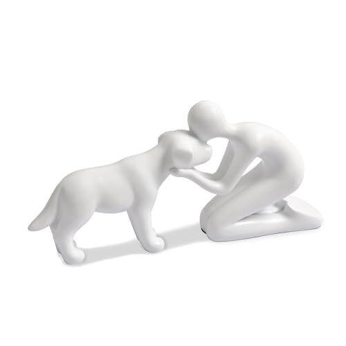 Cute Dog Sculpture Dad Gift Abstract Figurine Home Shelf Decor - color: White