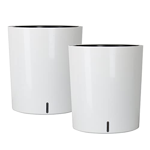 SAROSORA Large Round Self Watering Planter Pot 12.5'' 2-Pack for Home Garden Patio Tall Tree(White 2-Pack) - color: White 2-pack