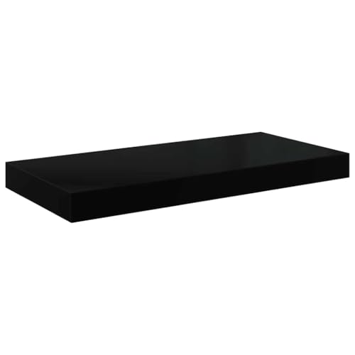 Black High-Gloss Floating Shelf 19.7 x 9.1 in Honeycomb MDF Wall Ledge 15.4 lb Capacity Modern Minimalist Rectangle Display for Living Room Bedroom Hallway - color: Black, size: 19.7 x 9.1 x 1.5 in