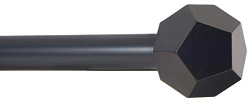 Ivilon Drapery Treatment Window Curtain Rod - Faceted Hexagonal 1 inch Pole. 16 to 28 Inch (Side Curtain Rod) Black - color: Black, size: 16" to 28"