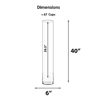 CYS EXCEL Cylinder Clear Glass Vase (H:40" D:6") | Multiple Size Choices Glass Flower Vase Centerpieces | Hurricane Floating Candle Holder Vase, (GCY122/40) - size: H-40" D-6"
