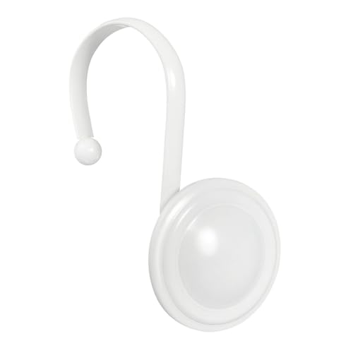 CHICTIE White Shower Curtain Hooks Rings, Decorative Shower Hook for Shower Curtain, Rustproof Modern Shower Rings Hangers for Bathroom Curtains Rods, Set of 12 - color: White