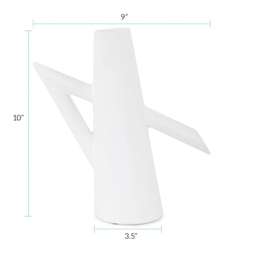 Howard Elliott Collection Astrid Ceramic Vase II, Matte White Scandinavian Design with Clean Lines, Modern Decorative Accent for Table, Shelf or Console, 10H x 9W x 3.5D - size: Vase - II