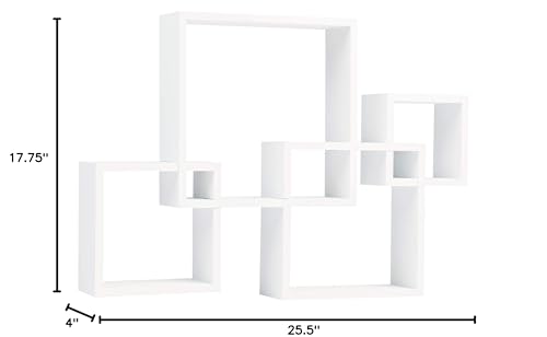 Danya B BR1023WH Decorative Wall Mount Floating Intersecting Cube Accent Wall Shelf - White - color: White