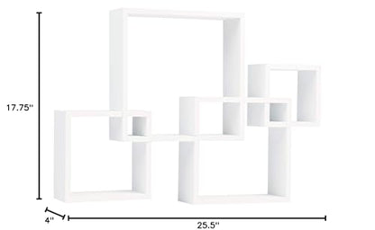 Danya B BR1023WH Decorative Wall Mount Floating Intersecting Cube Accent Wall Shelf - White - color: White