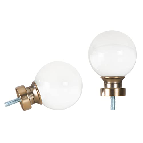 Ivilon Acrylic Ball Finials for Curtain Rods of 7/8 and 1 Inch Diameter Color Warm Gold - color: Warm Gold
