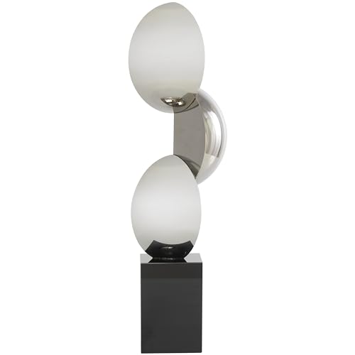 Deco 79 Crystal Geometric Decorative Sculpture Abstract Two-Tone Home Decor Statue with Stacked Semi Circles, Accent Figurine 5" x 4" x 18", Black