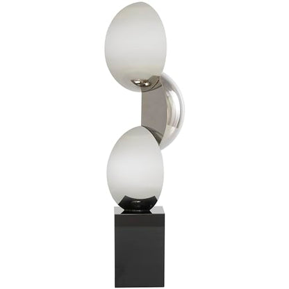 Deco 79 Crystal Geometric Decorative Sculpture Abstract Two-Tone Home Decor Statue with Stacked Semi Circles, Accent Figurine 5" x 4" x 18", Black
