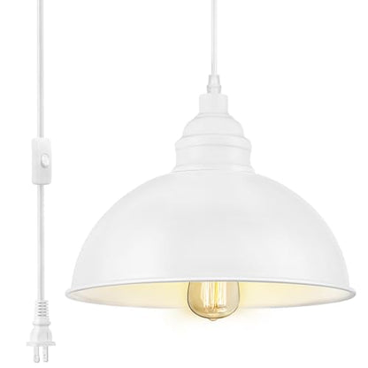 Plug in Pendant Light, 15FT Hanging Lights with Plug in Cord - color: Large white