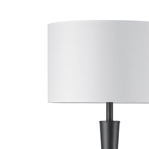 Globe Electric 67224 70" Floor Lamp, Matte Black Finish, White Fabric Shade, Modern Tapered Frame, E26 Base, Contemporary Living Room and Bedroom Lighting - color: Matte Black, White Shade (70")