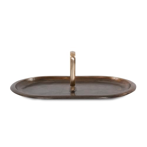 Howard Elliott Collection Golden Ore Oval Tray with Handles, Ombre Gold to Bronze Aluminum Decorative Tray for Coffee Table, Console or Serving Accent, 5.5H x 16W x 10D, Gold Bronze - size: 16" x 10" x 5.5"