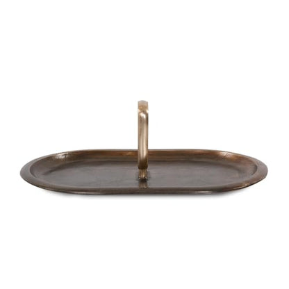 Howard Elliott Collection Golden Ore Oval Tray with Handles, Ombre Gold to Bronze Aluminum Decorative Tray for Coffee Table, Console or Serving Accent, 5.5H x 16W x 10D, Gold Bronze - size: 16" x 10" x 5.5"
