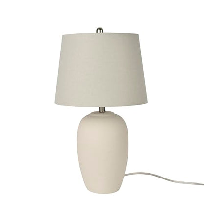Nourison Home 23" Natural White Ceramic Jar Table Lamp for Bedroom, Living Room, Dining Office, with Off-White Shade - color: Off-White, size: 1 Lamp - Drum Shade