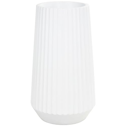 Deco 79 Resin Decorative Vase Large Ribbed Floor Centerpiece Vase, Flower Vase for Home Decoration 18" x 18" x 30", White