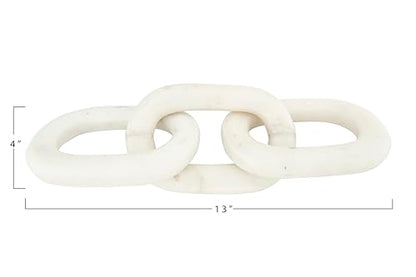 Bloomingville 13" L Decorative Marble Chain Link Figurine - color: White