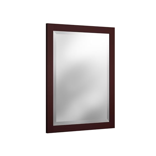 Alaterre Bathroom Vanity Mirror with Beveled Glass, Espresso, 24”x30” - color: Espresso