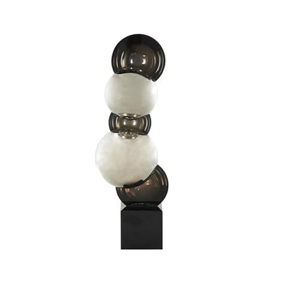 Deco 79 Glass Abstract Decorative Sculpture Stacked Orb Home Decor Statue with Black Base, Accent Figurine 5" x 4" x 16", Black - size: 5" x 4" x 16"