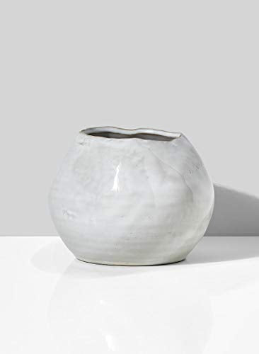 Serene Spaces Living Glazed Ceramic Fishbowl Vase, Set of 4- Centerpiece for Vintage Weddings, Events, Measures 4" Tall and 5" Diameter - color: 5" Fishbowl Vase, 4 Pcs